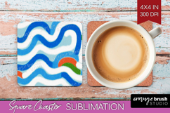 Abstract Doodle Square Coaster - Modern Texture Coaster PNG Product Image 1