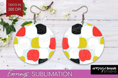 Abstract Doodle Round Earrings - Modern Texture PNG Product Image 1