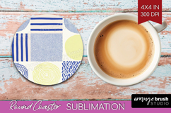 Abstract Doodle Round Coaster - Modern Texture Coaster PNG Product Image 1