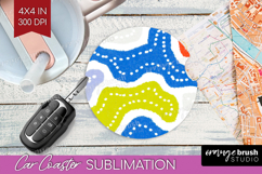 Abstract Doodle Car Coaster - Modern Texture Coaster PNG Product Image 1