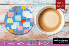 Abstract Doodle Round Coaster - Modern Texture Coaster PNG Product Image 1