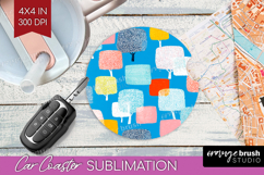 Abstract Doodle Car Coaster - Modern Texture Coaster PNG Product Image 1