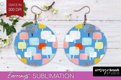 Abstract Doodle Round Earrings - Modern Texture PNG Product Image 1