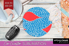 Abstract Doodle Car Coaster - Modern Texture Coaster PNG Product Image 1