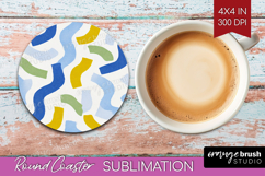 Abstract Doodle Round Coaster - Modern Texture Coaster PNG Product Image 1
