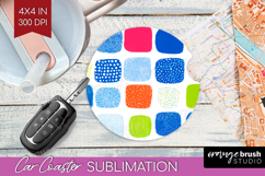 Abstract Doodle Car Coaster - Modern Texture Coaster PNG Product Image 1