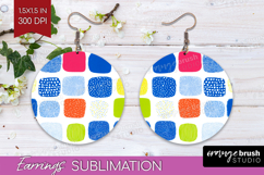 Abstract Doodle Round Earrings - Modern Texture PNG Product Image 1