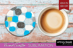 Abstract Doodle Round Coaster - Modern Texture Coaster PNG Product Image 1