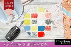 Abstract Doodle Car Coaster - Modern Texture Coaster PNG Product Image 1