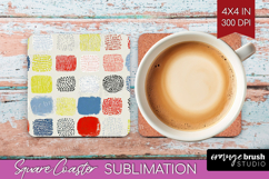Abstract Doodle Square Coaster - Modern Texture Coaster PNG Product Image 1