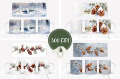Watercolor Christmas Mug Wrap, Winter Forest Mug Design Product Image 2
