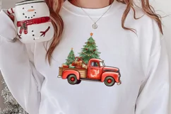 Red Christmas Truck Sublimation Clipart, Christmas PNG Product Image 2