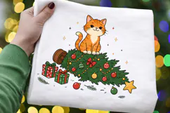 Christmas Cat PNG Clipart, Orange Tabby Cat Fallen Christmas Product Image 5