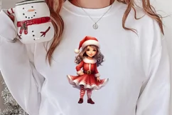 Christmas Cute Girl Sublimation Clipart, Christmas Cute Product Image 2