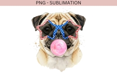 Pug with bubblegum png design for T-shirts Product Image 2