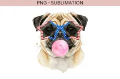 Pug with bubblegum png design for T-shirts Product Image 2