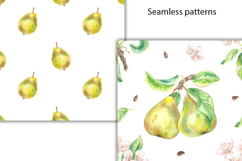 Pear Watercolor Seamless Patterns, Flower Fruit Illustration Product Image 3