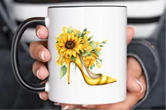 Sunflower High Heel Watercolor PNG Clipart Product Image 2