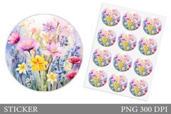 Flowers Sticker Design. Wildflowers Sticker Template Product Image 1