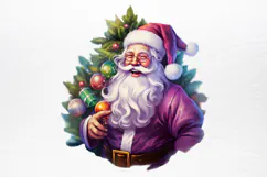 Christmas purple santa claus sublimation PNG Product Image 2