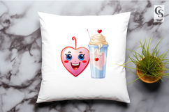 Cute Heart Milkshake Illustration Clipart Sublimation PNG Product Image 3