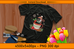 Festive Black Snowman in Red Mug Christmas PNG Product Image 2