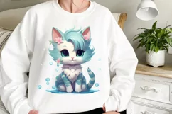 Adorable Cat Mermaid Clipart, Watercolor Clipart Product Image 2