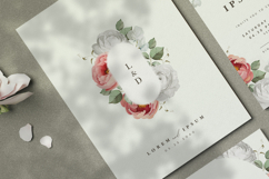 wedding invitation card set with wreath peonies flower Product Image 2