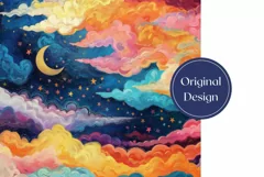 Moon Tumbler Wrap Design, Stars Tumbler Template Product Image 2