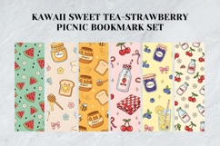 Kawaii Sweet Tea &amp; Strawberry Picnic Bookmark Set,Cute Fruit Product Image 2