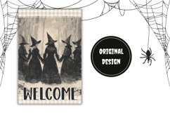 Vintage Halloween Witches Garden Flag, Welcome Garden Flag Product Image 2