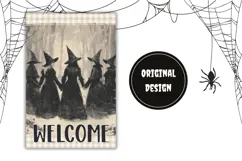 Vintage Halloween Witches Garden Flag, Welcome Garden Flag Product Image 2