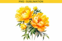 Yellow Peonies PNG Digital Download Botanical Floral Sticker Product Image 2