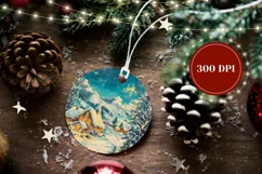 Christmas Village Ornament Print, Winter Ornament PNG Product Image 2