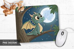 Moonlit Dragon Perched in a Tree Mouse Pad PNG Design Product Image 1