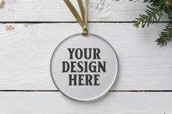 Acrylic Christmas Ornament Mockups | Clear Round Holiday Product Image 1