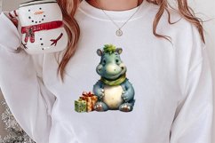 Cute Christmas Hippo Sublimation Clipart, Christmas Clipart Product Image 2