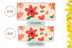 Cartoon Love Hearts Mug Design, Flowers Mug Sublimation Product Image 2