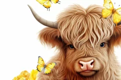 Little Cow With Peonies, Highland Cow Printable Art Product Image 3