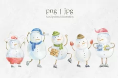 Watercolor Christmas snowman clipart, baby design sticker Product Image 2