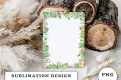 Watercolor Cactus and Succulents Frame PNG Product Image 2