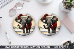 Elephant Car Coaster Sublimation| Christmas Coaster PNG Product Image 1