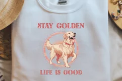 Retro Dog Breeds Quotes Stay golden life is good PNG Product Image 2