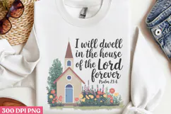 I Will Dwell In The House PNG, Retro Church Sublimation PNG Product Image 3
