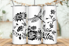 20oz Skinny Tumbler laser svg Wildflowers and Dragonfly wrap Product Image 2