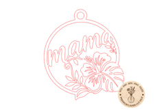 Mama Floral Laser Cut Ornament SVG, Wooden Hanging Sign Product Image 2