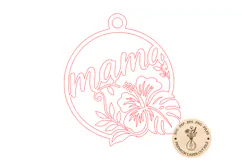 Mama Floral Laser Cut Ornament SVG, Wooden Hanging Sign Product Image 2