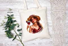 Summer Girl Illustration, Cartoon Girl PNG, Wine PNG Product Image 2