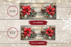 Poinsettia Mug Wrap Design, Christmas Mug Template Product Image 2