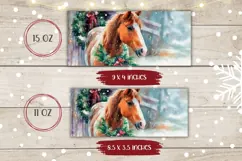 Watercolor Christmas Horse Mug, Winter Animals Mug Design Product Image 2